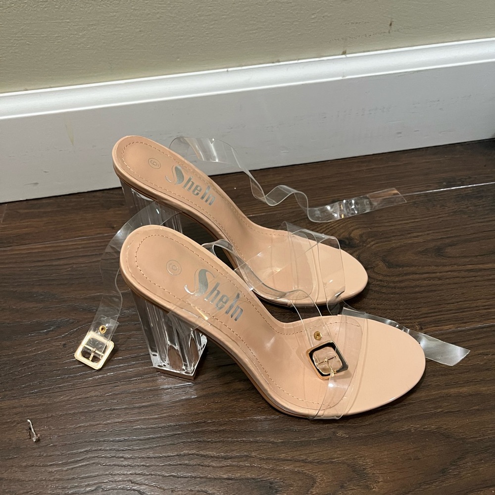 SHEIN clear blocked heels